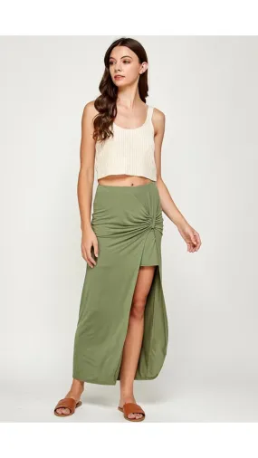 Ruched Split Thigh Skirt