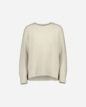 Rundhalsausschnitt Pullover aus Cashmere in Weiß