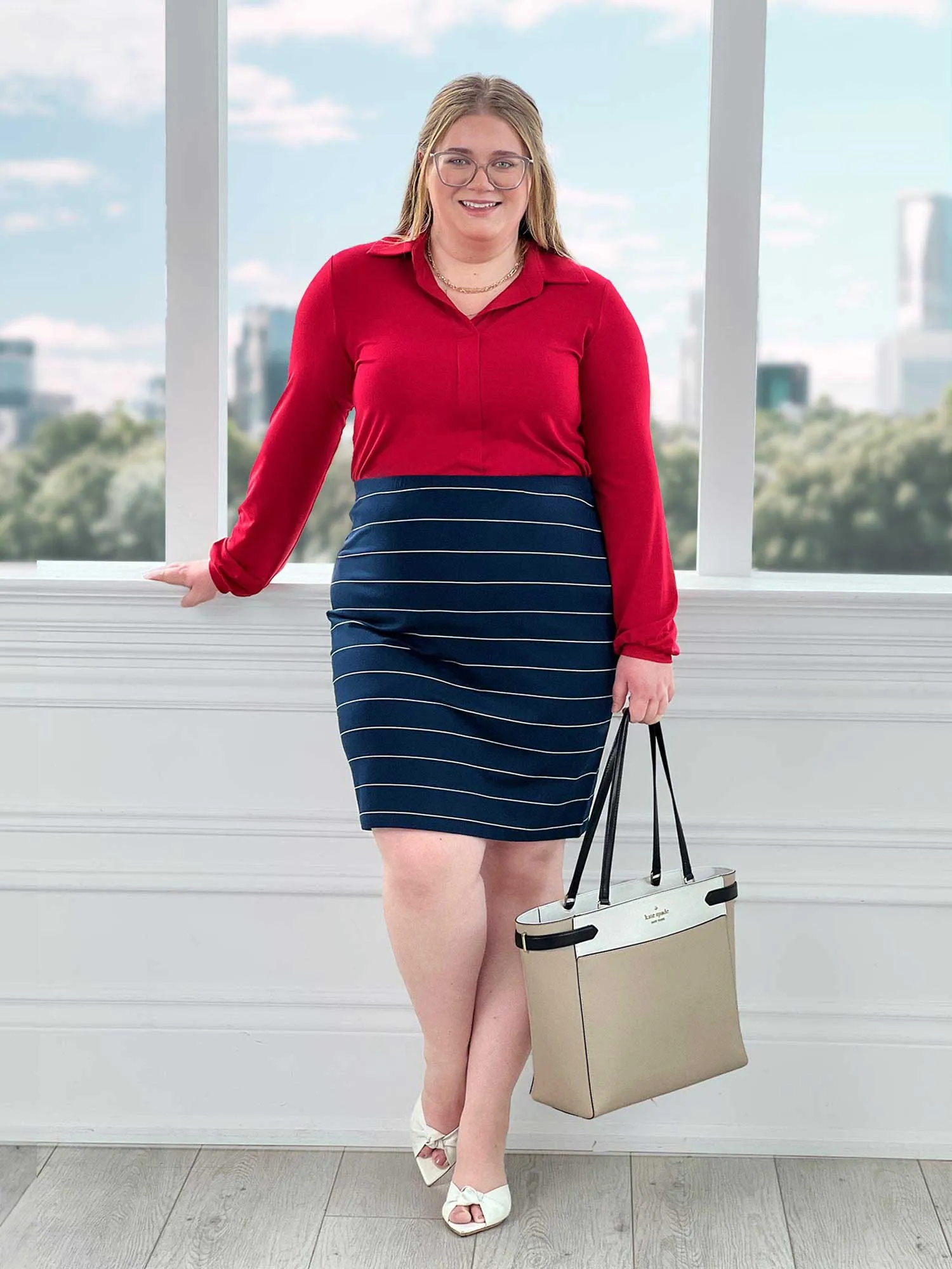 Salma striped pencil skirt
