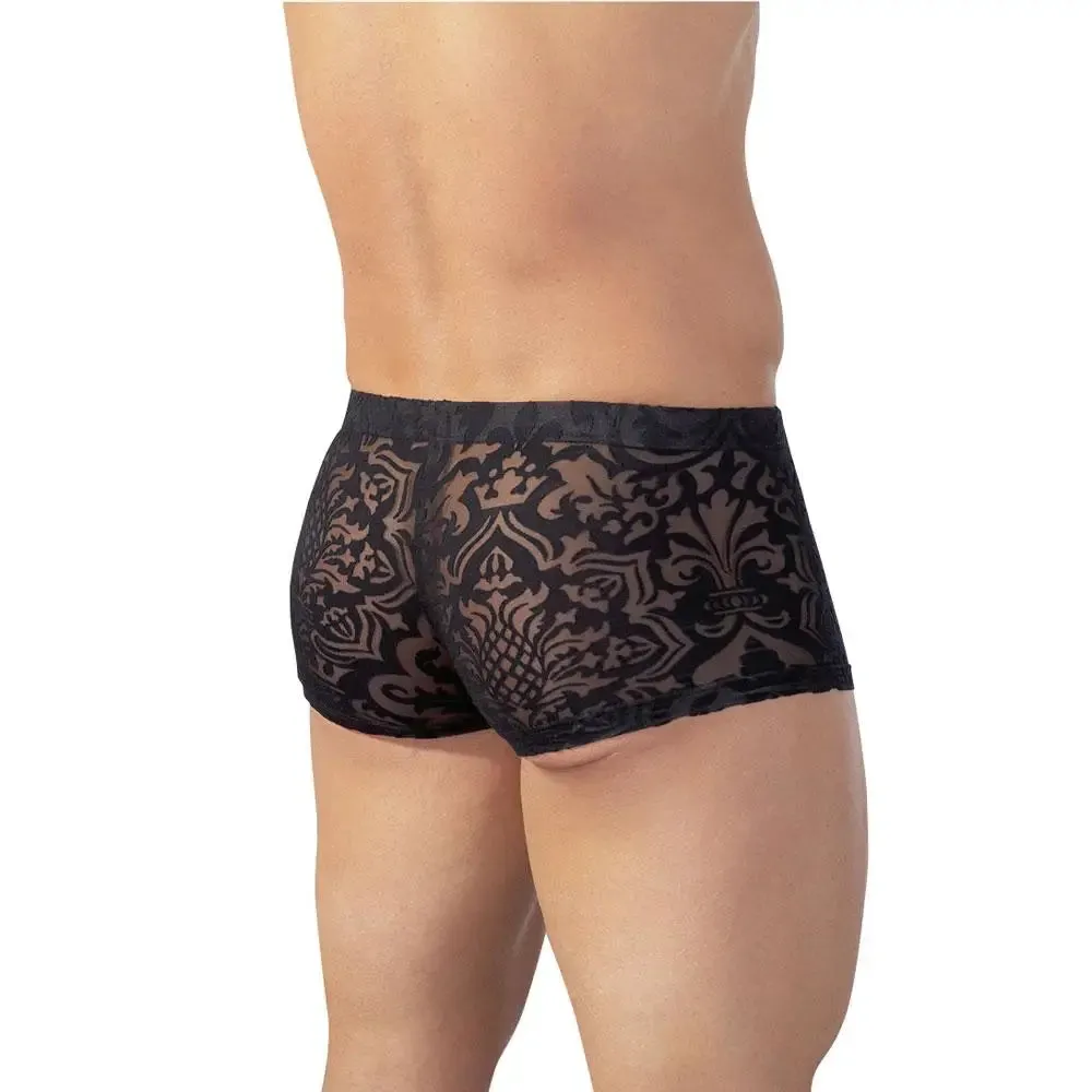 Sexy Wet Look Floral Black Patterned Brief for Men