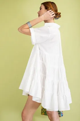 SHORT SLVS COTTON VOILE BUTTON DOWN SHIRT TUNIC DRESS