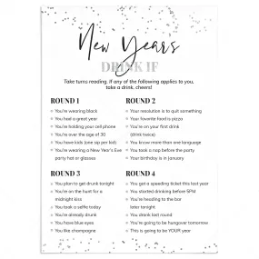 Silver New Year's Party Drink If Game Card Printable