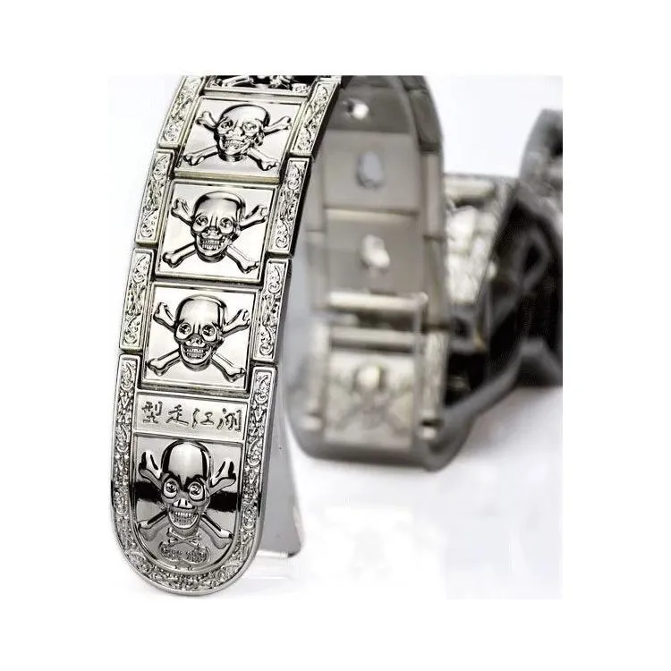 Skull & Crossbones Stainless Steel Edgy Buckle Belt