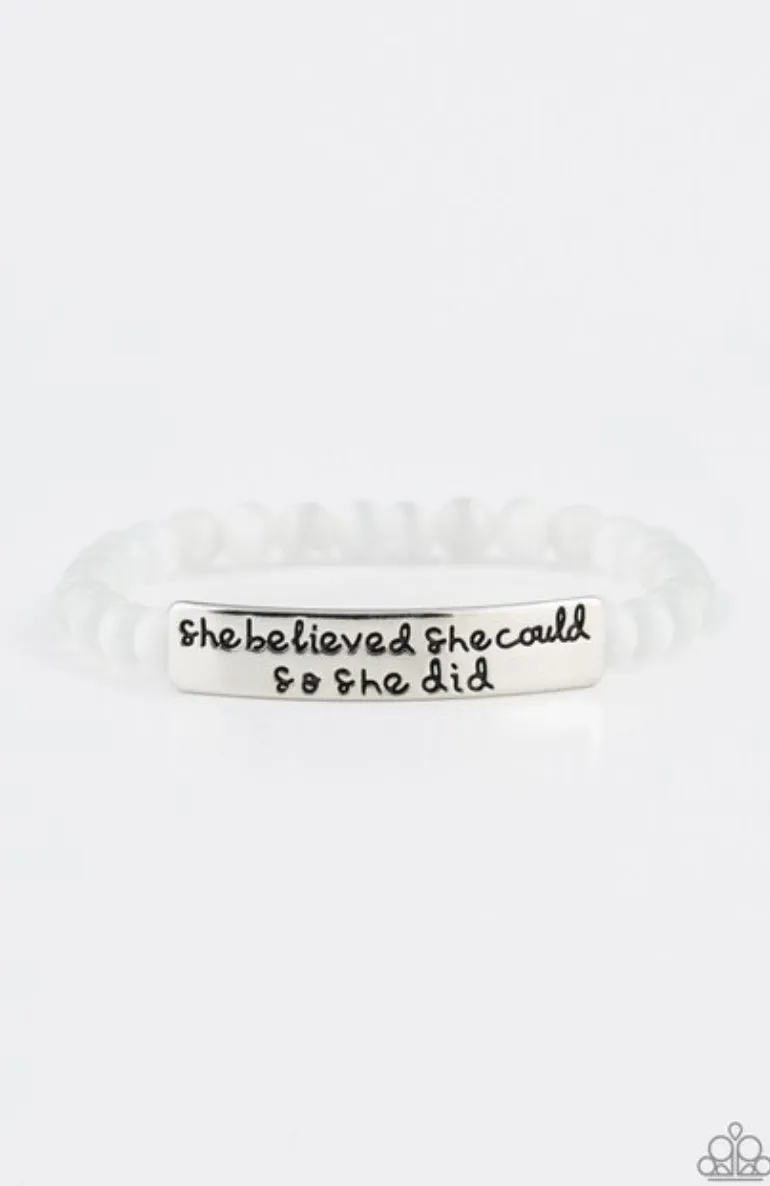 So She Did - White bracelet - Paparazzi Accessories