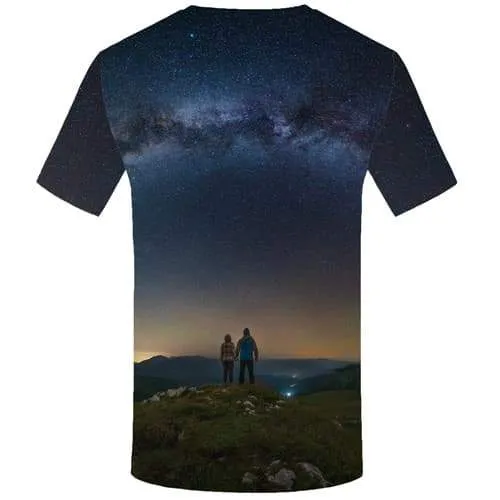 Space Galaxy T-shirt Men Mountain Shirt Print Character Tshirts Casual Love Tshirt Printed Nebula T-shirts Graphic Short Sleeve