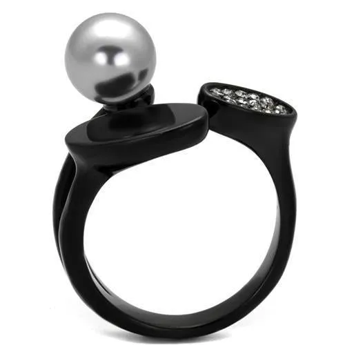 Stainless Steel Ring Synthetic Gray TK2493 for Women Style BlackIon