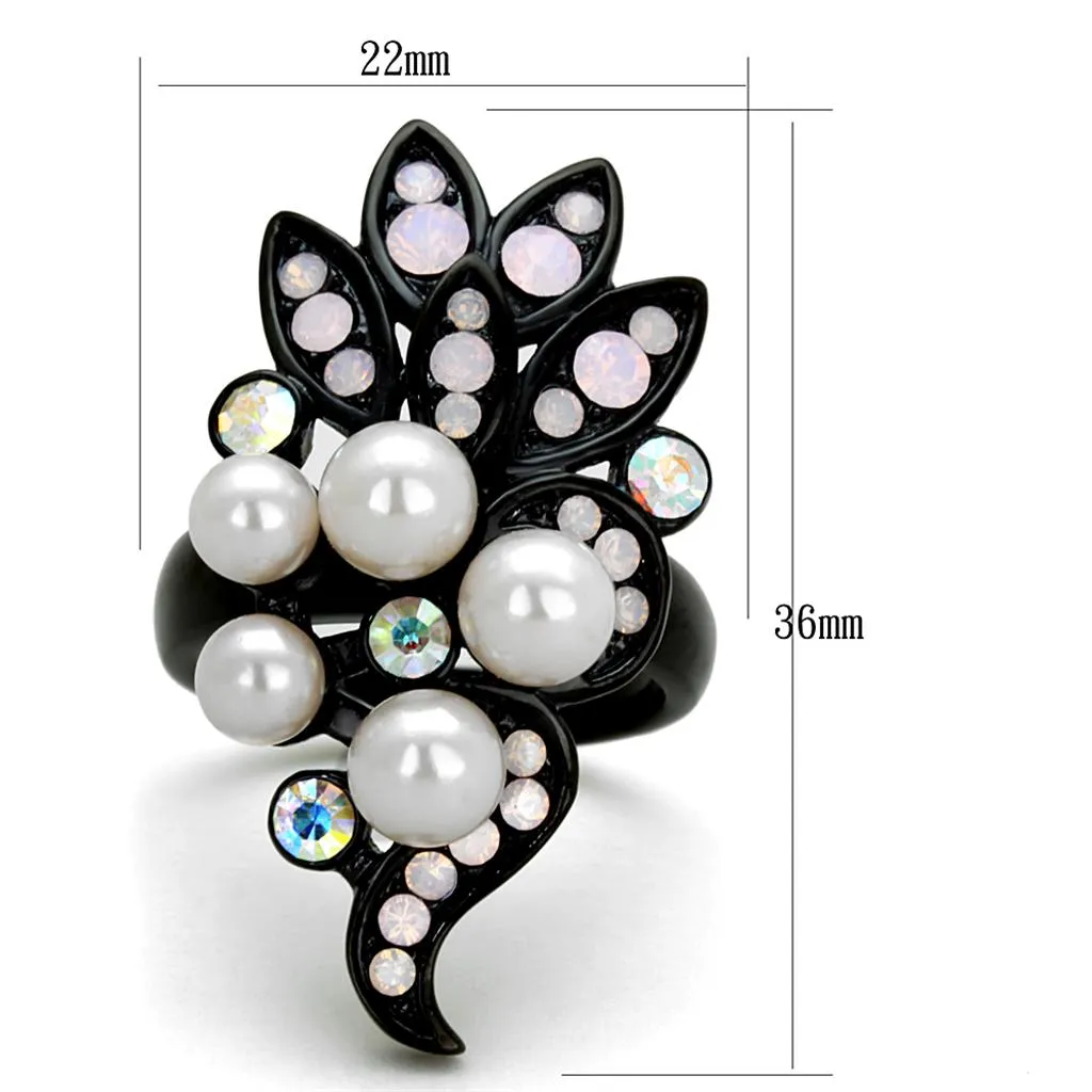 Stainless Steel Ring Synthetic Light Rose TK2138 for Women Style BlackIon