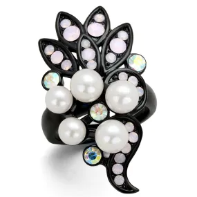 Stainless Steel Ring Synthetic Light Rose TK2138 for Women Style BlackIon