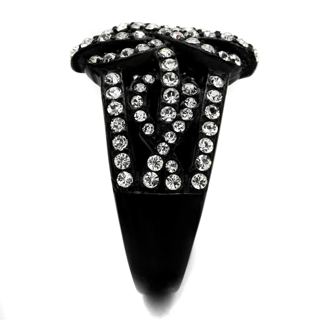 Stainless Steel Ring Top GRD Crystal Clear TK2363 for Women Style BlackIon