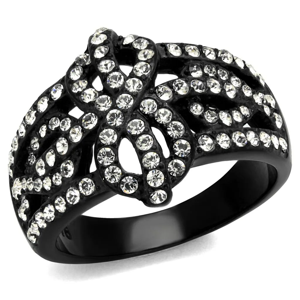 Stainless Steel Ring Top GRD Crystal Clear TK2363 for Women Style BlackIon