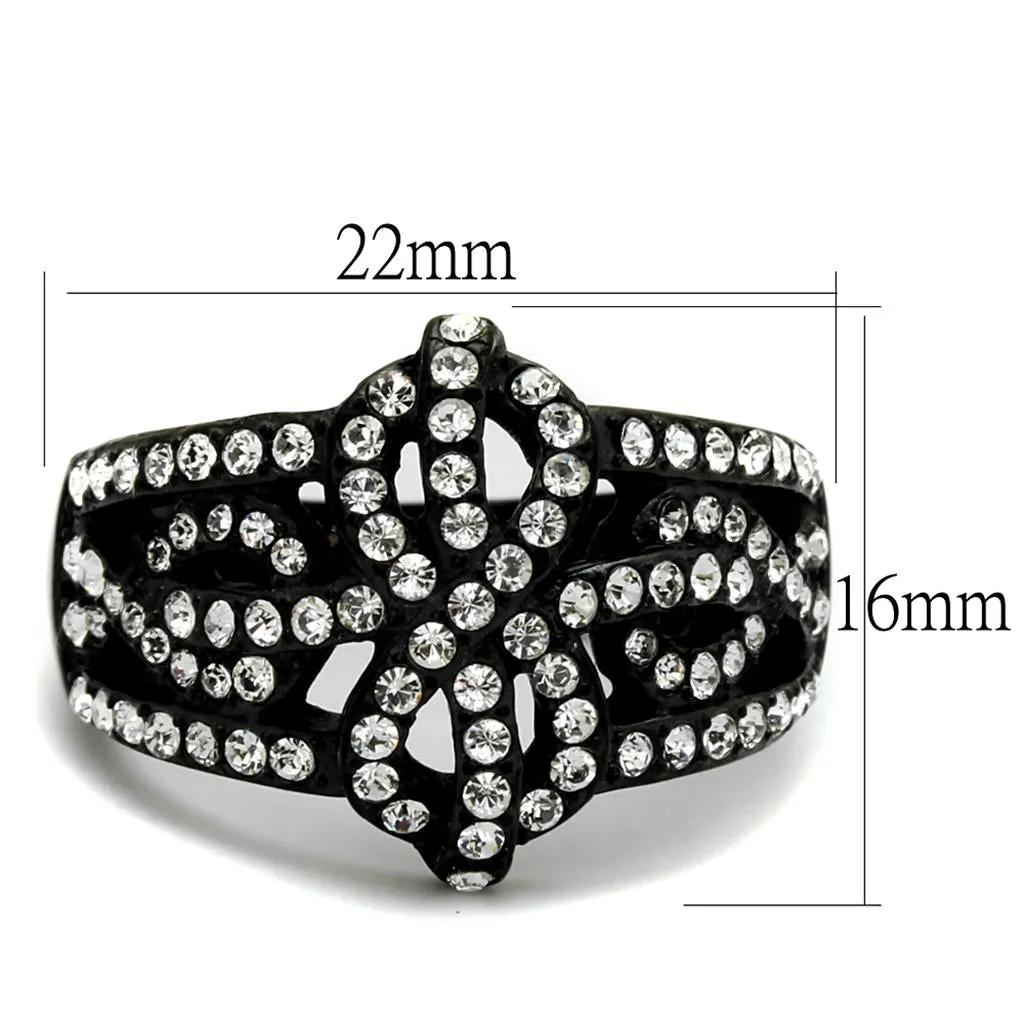 Stainless Steel Ring Top GRD Crystal Clear TK2363 for Women Style BlackIon