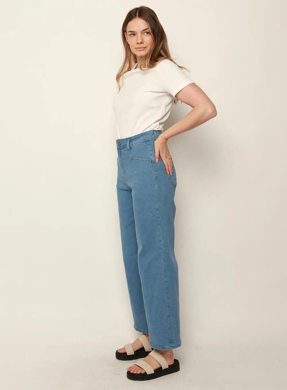 Stassy Wide Leg Pant-LIGHT BLUE