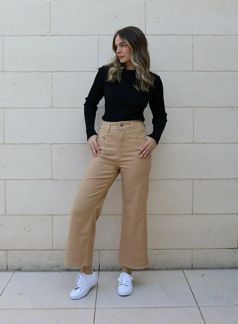 Stassy Wide Leg Pant-SAND