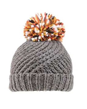 Stella Chunky Knitted Pom Pom Hat - Charcoal