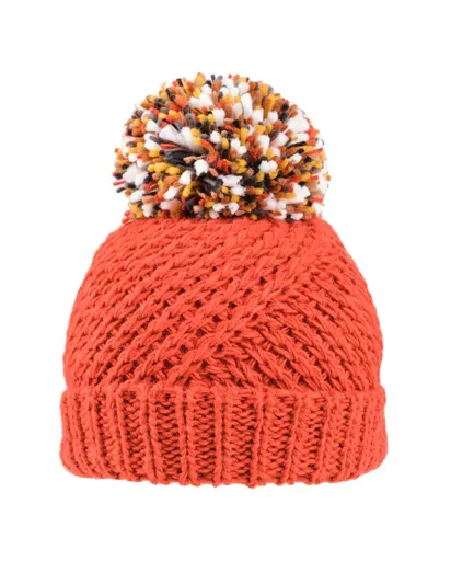 Stella Chunky Knitted Pom Pom Hat - Coral