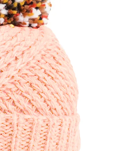 Stella Chunky Knitted Pom Pom Hat - Cream