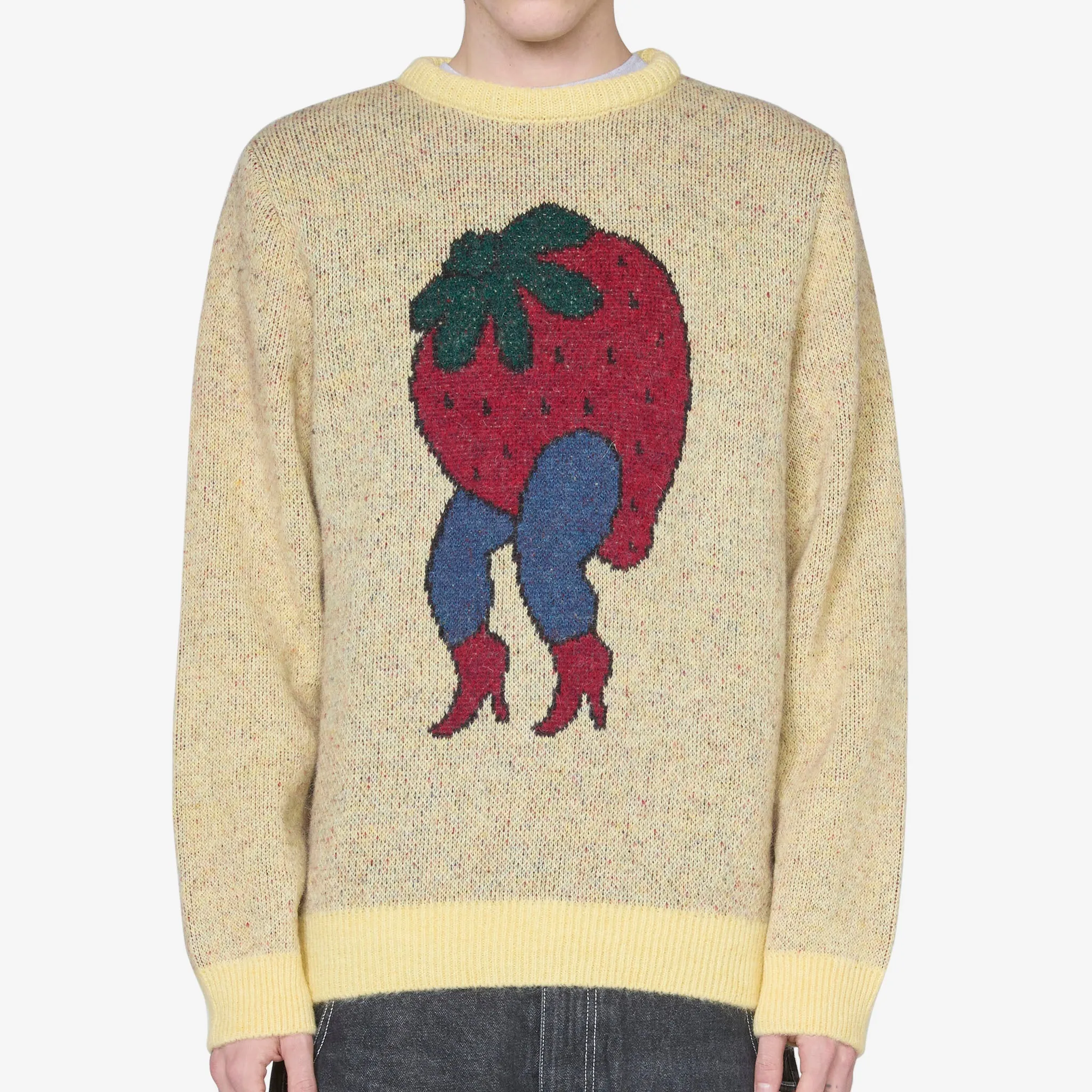 Stupid Strawberry Knitted Pullover Yellow