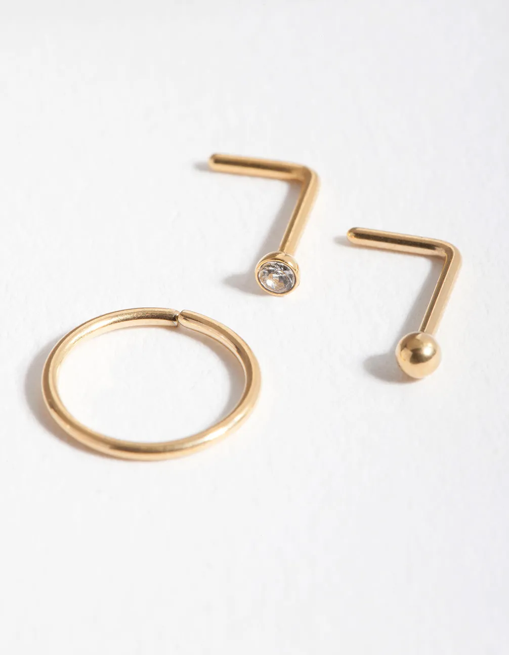 Surgical Steel Gold Stud Hoop Nose Pack