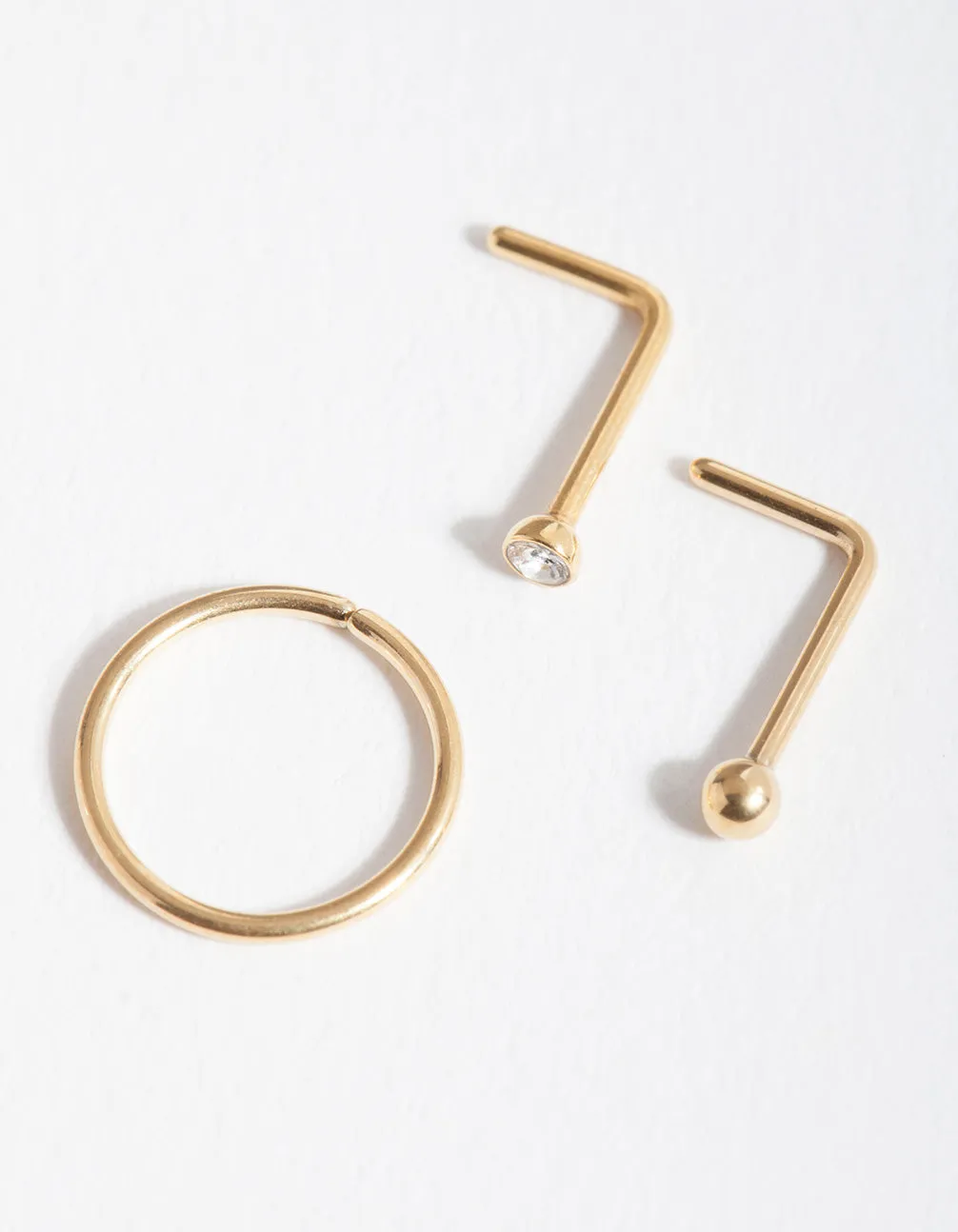 Surgical Steel Gold Stud Hoop Nose Pack