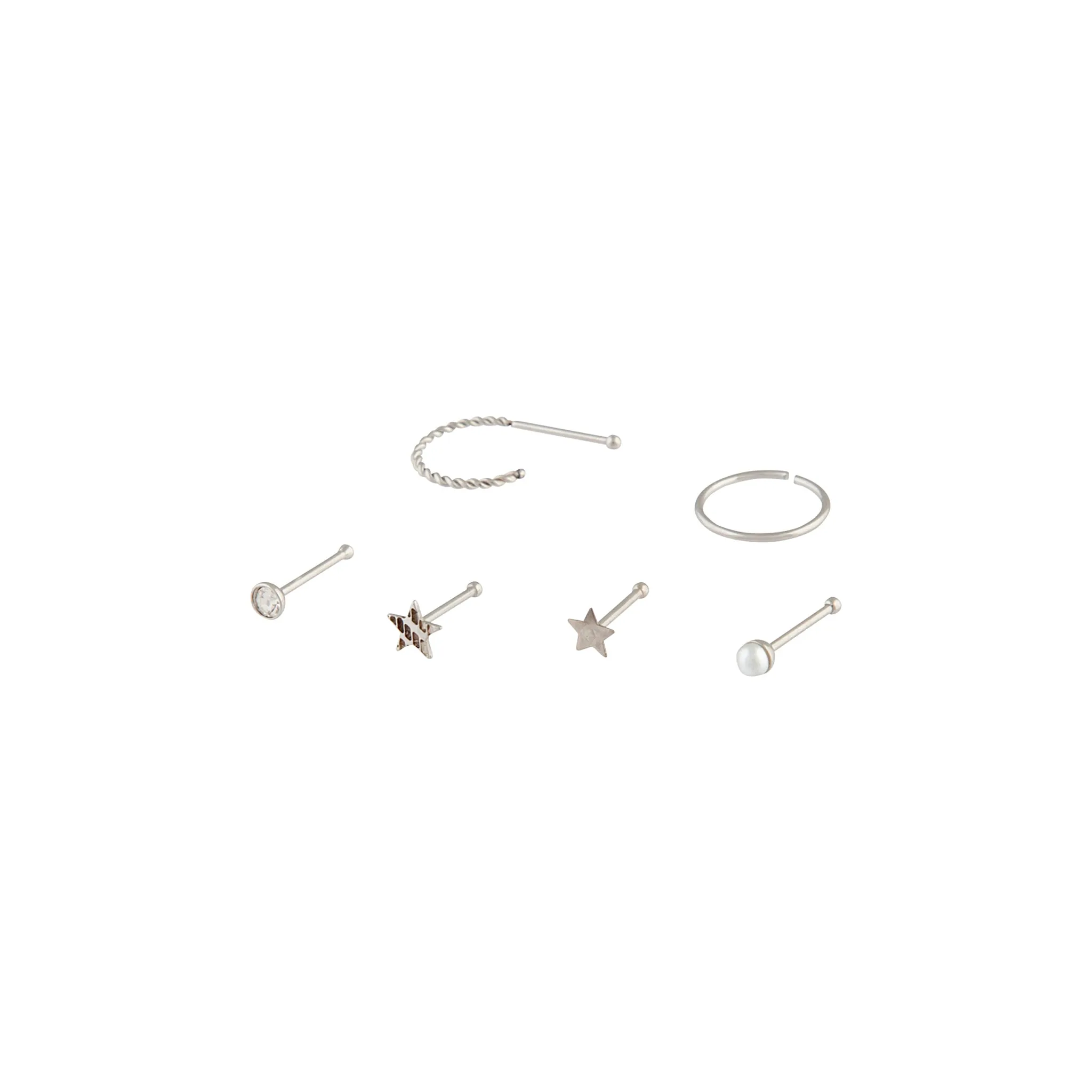 Surgical Steel Star Nose Hook Stud 6-Pack