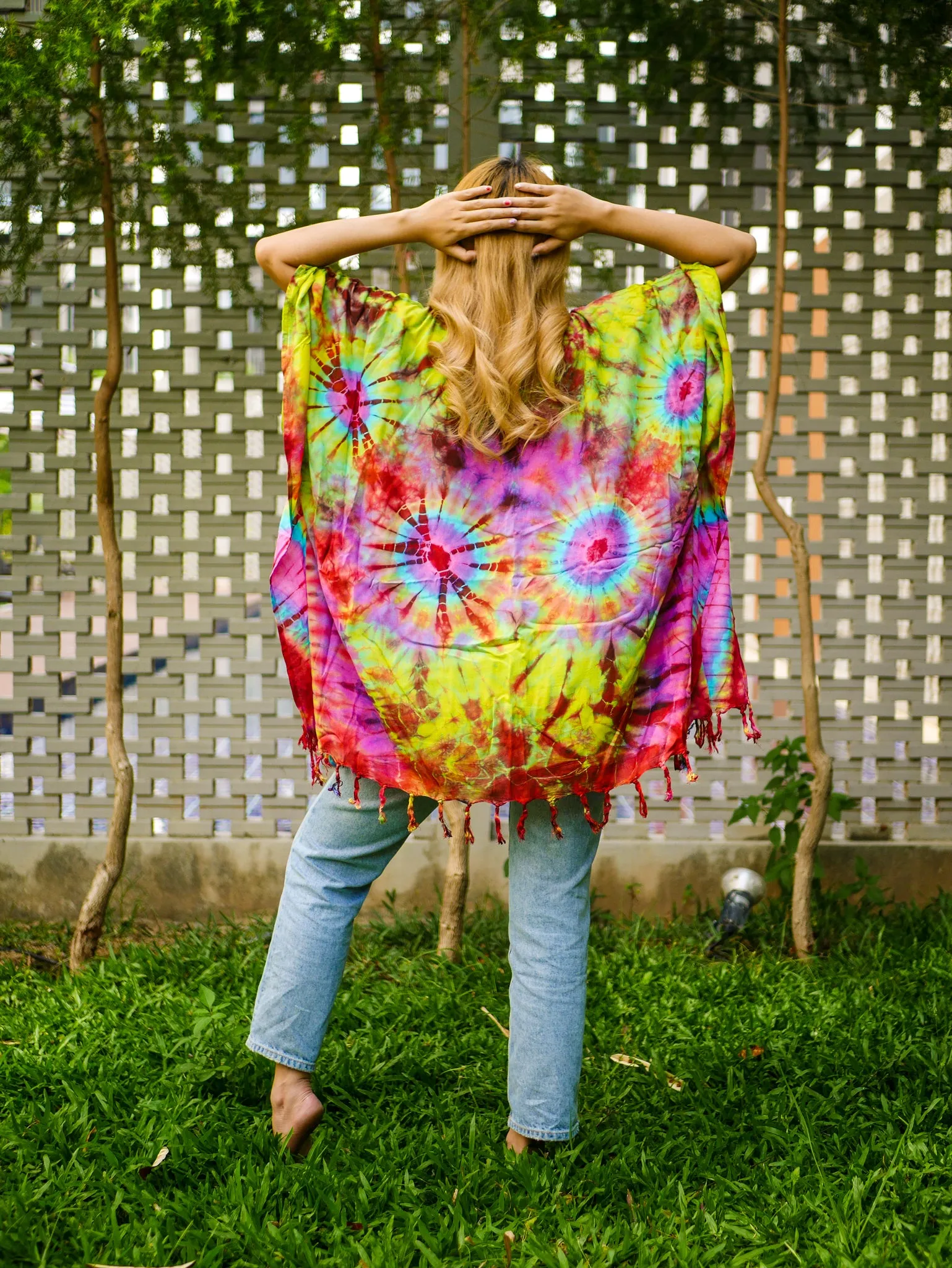 T0070- Hand Dyed Tunic Boho Kaftan Blouse Hippie Oversize Tops