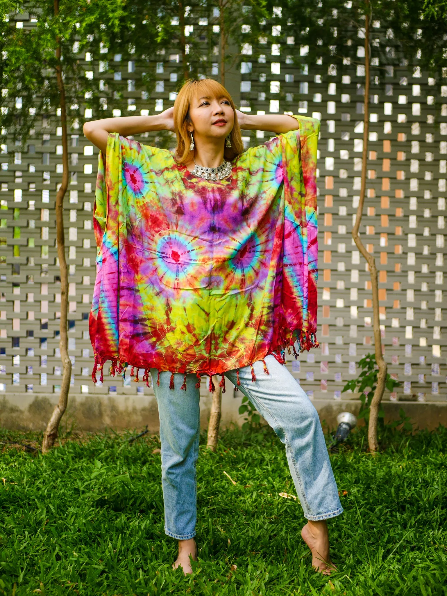 T0070- Hand Dyed Tunic Boho Kaftan Blouse Hippie Oversize Tops