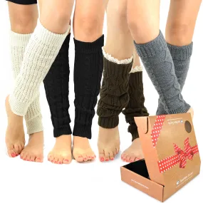 TeeHee Socks Women's Acrylic Leg Warmer Assorted A 4-Pack (Z105)