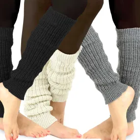 TeeHee Socks Women's Acrylic Leg Warmer Cable Knit 3-Pack (Z07)