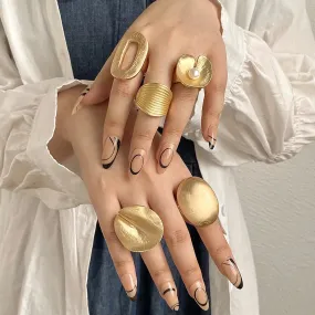 TEEK - Ms. Matte Chunky Gold Elastic Rings