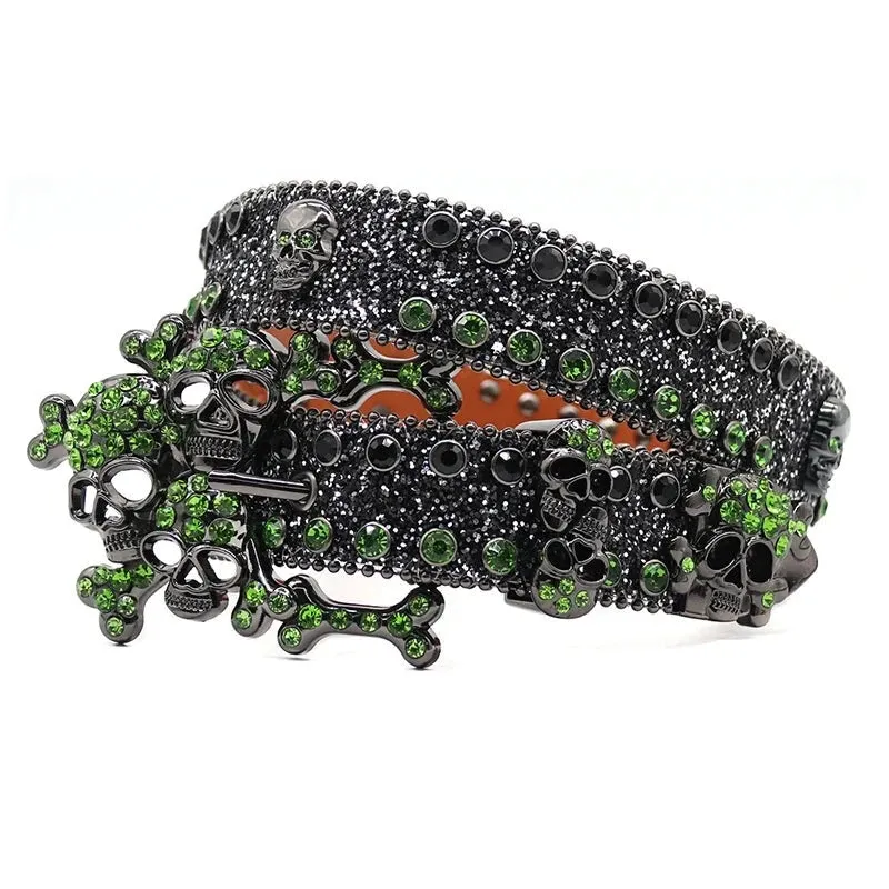 TEEK - Skull Bones Rhinestones Studded Belts