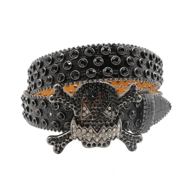 TEEK - Skull Bones Rhinestones Studded Belts