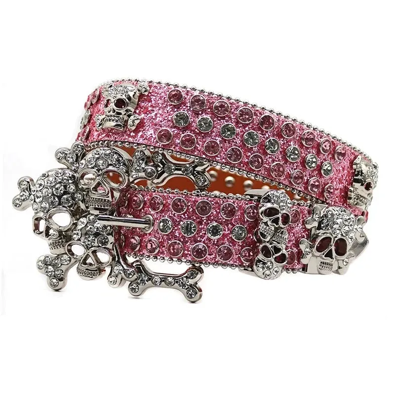 TEEK - Skull Bones Rhinestones Studded Belts