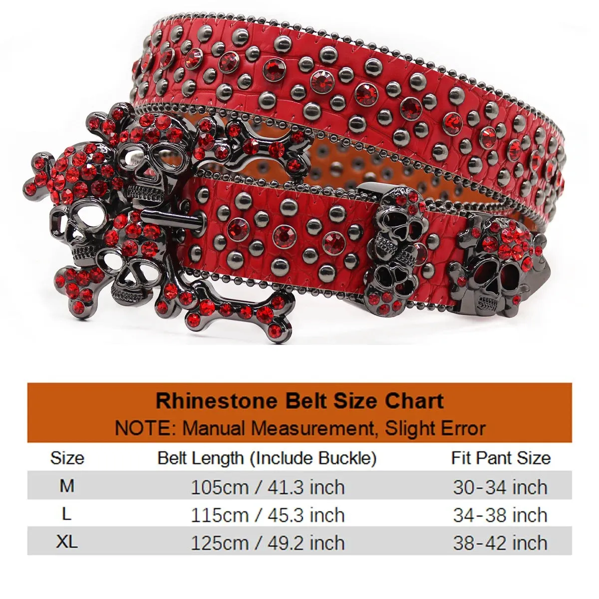 TEEK - Skull Bones Rhinestones Studded Belts