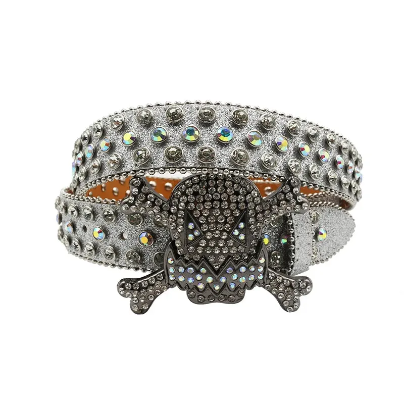 TEEK - Skull Bones Rhinestones Studded Belts