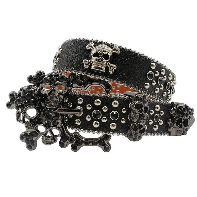 TEEK - Skull Bones Rhinestones Studded Belts