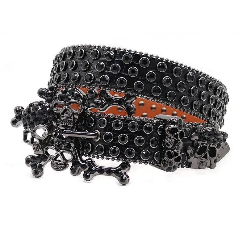 TEEK - Skull Bones Rhinestones Studded Belts