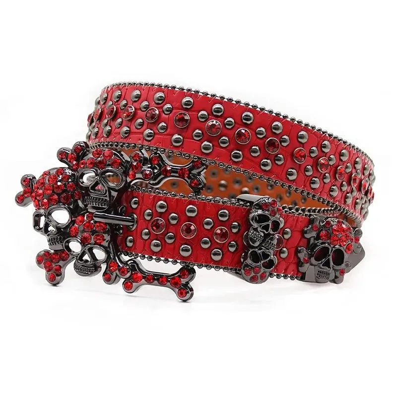 TEEK - Skull Bones Rhinestones Studded Belts