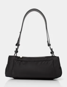 The Ludo Black Nylon Elongated Shoulder Bag