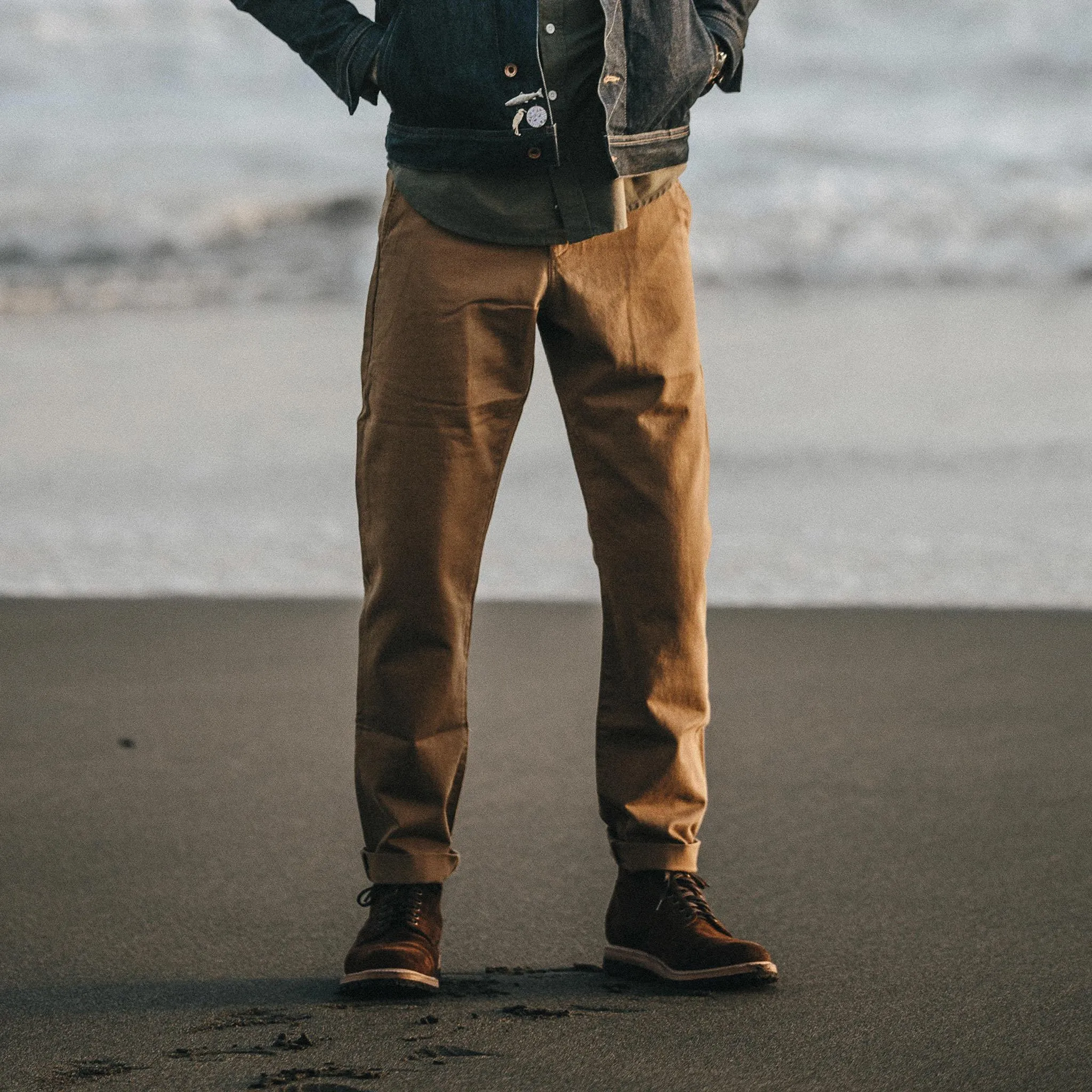 The Slim Chino in Organic British Khaki