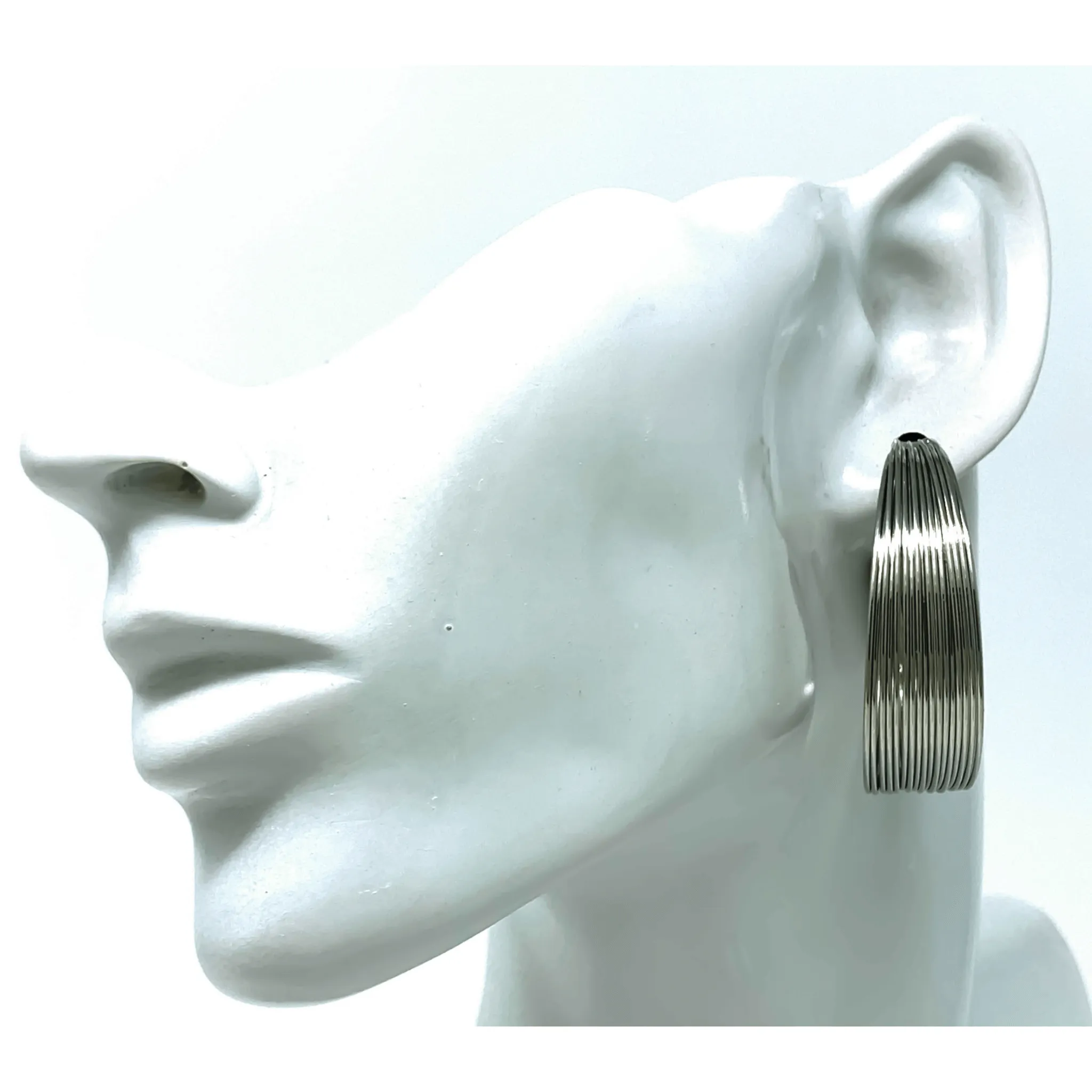 Thick Silver Hoop Earrings