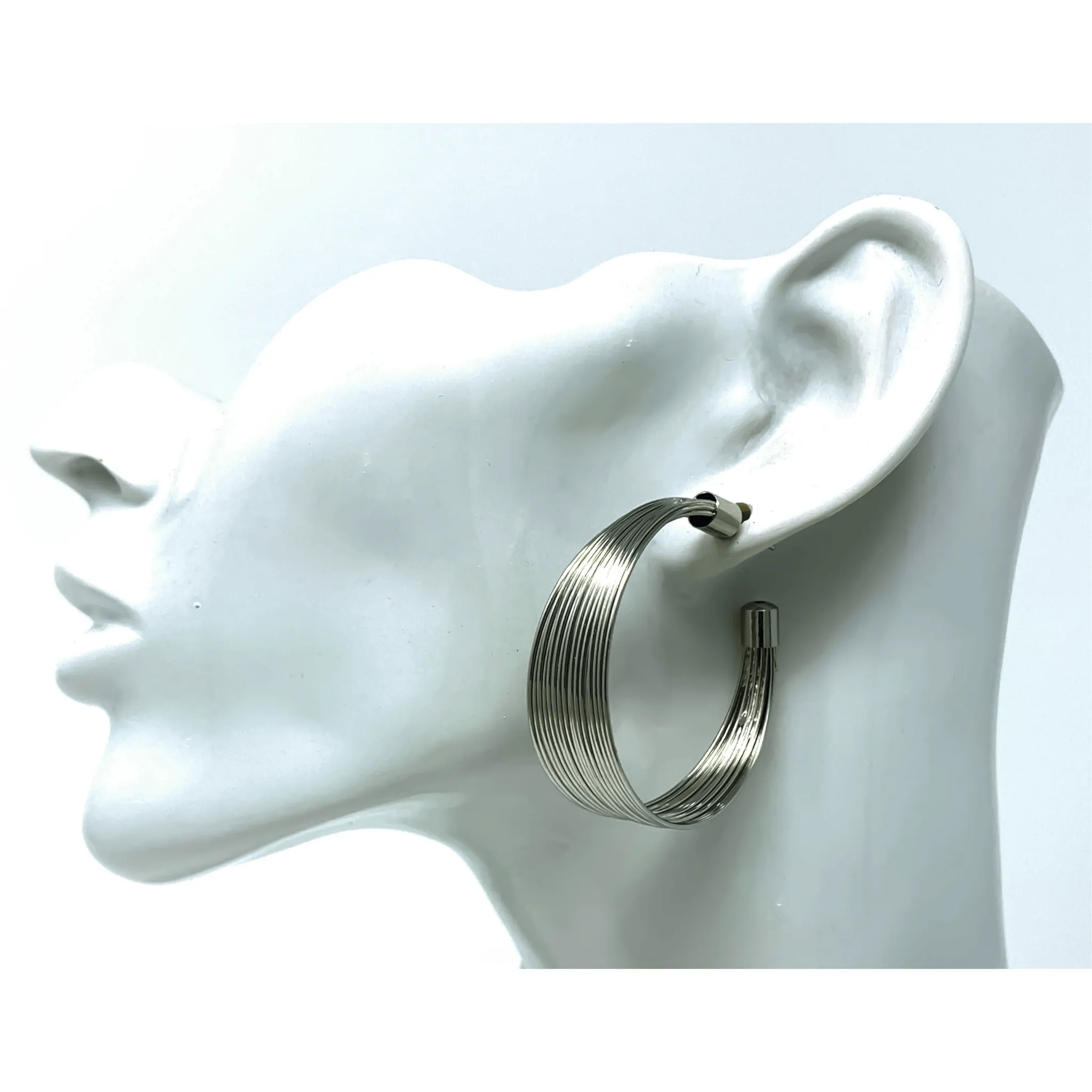 Thick Silver Hoop Earrings