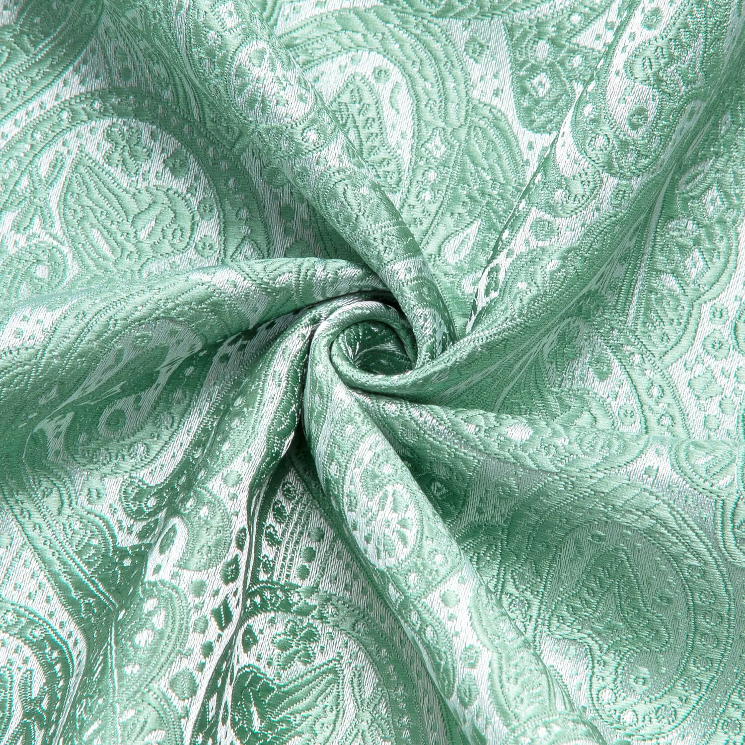 Ties2you Men's Shirt Mint Green Jacquard Floral Silk Button Down Shirt