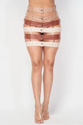 Track Star Faux Leather Multi Belted Mini Skirt