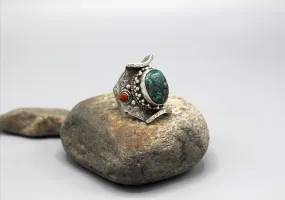 Turquoise Inlaid Sterling Silver Chunky Finger Ring