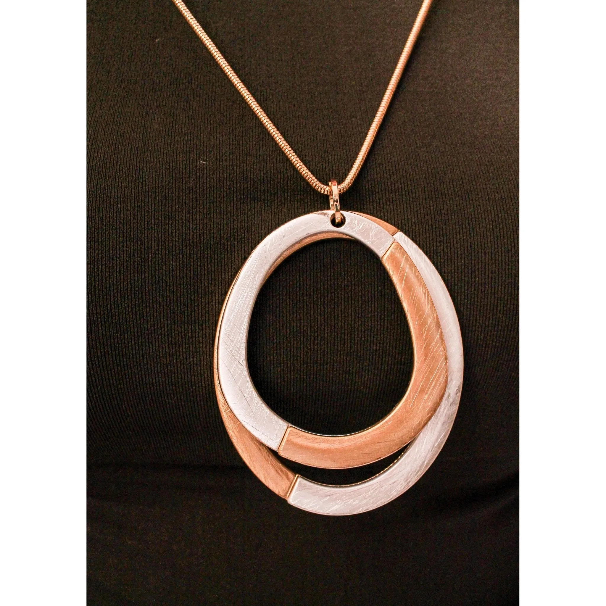 Two Tone 32 Inch Metal Necklace