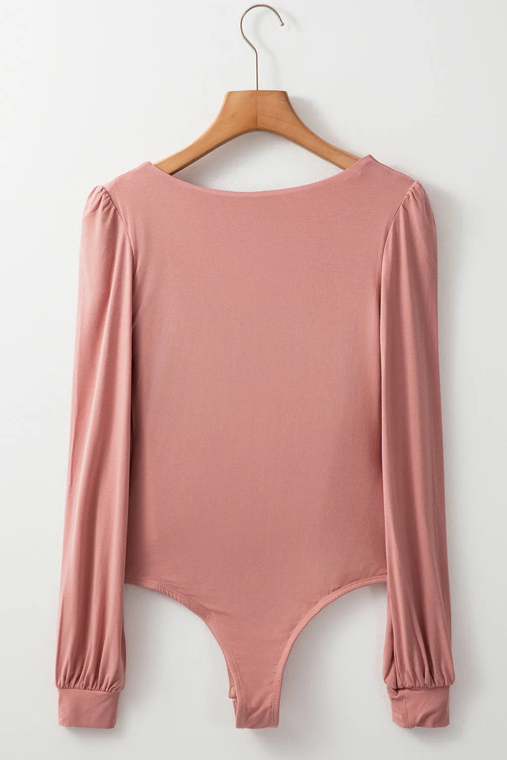 V-Neck Long Sleeve Rose Pink Bodysuit | Casual Fashion | Mauve