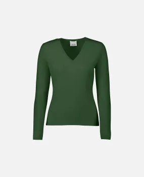 V-Pullover aus Cashmere in Grün