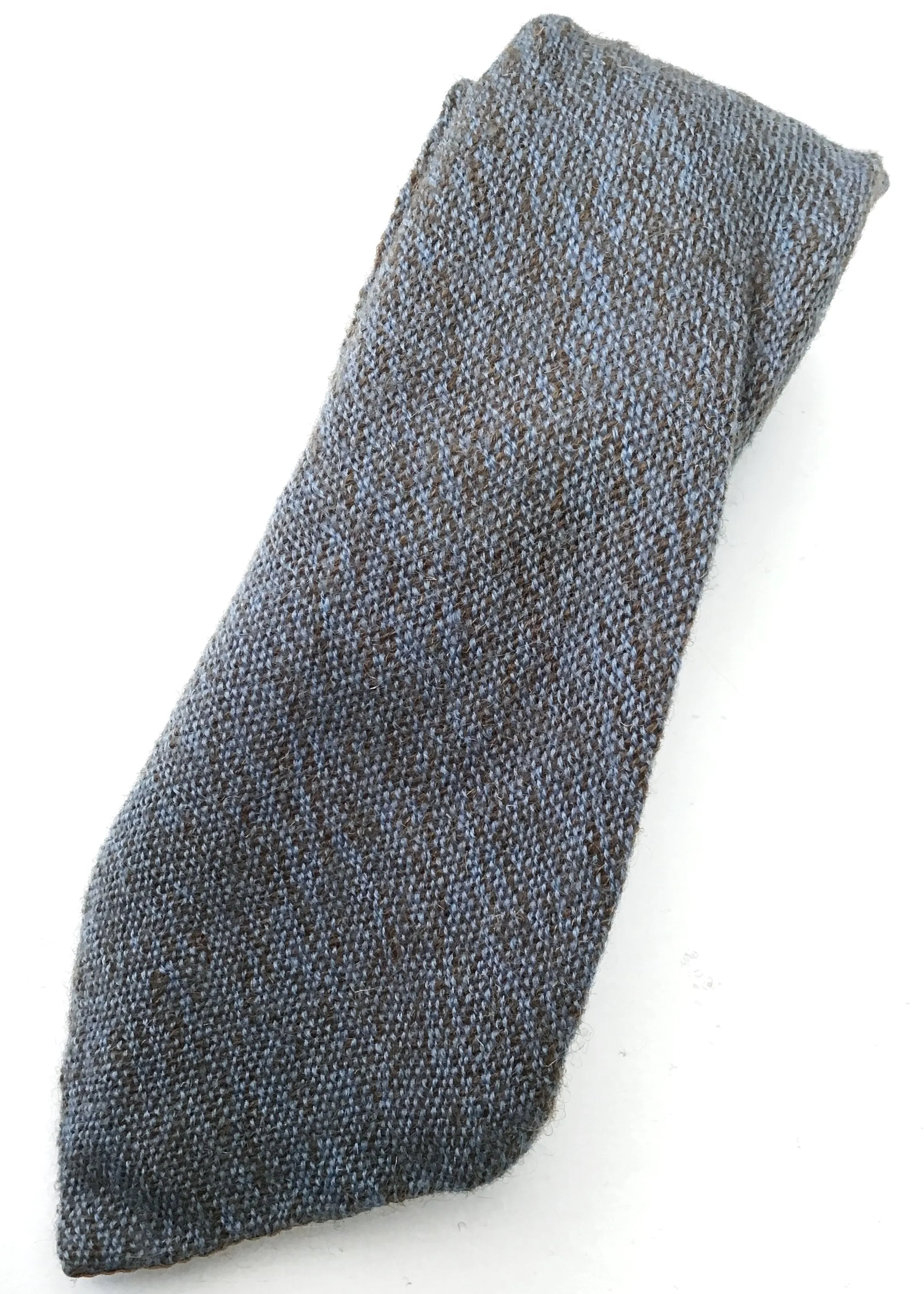 Vintage 50s Blue Handwoven Irish Wool Tweed Neck Tie • Hotex