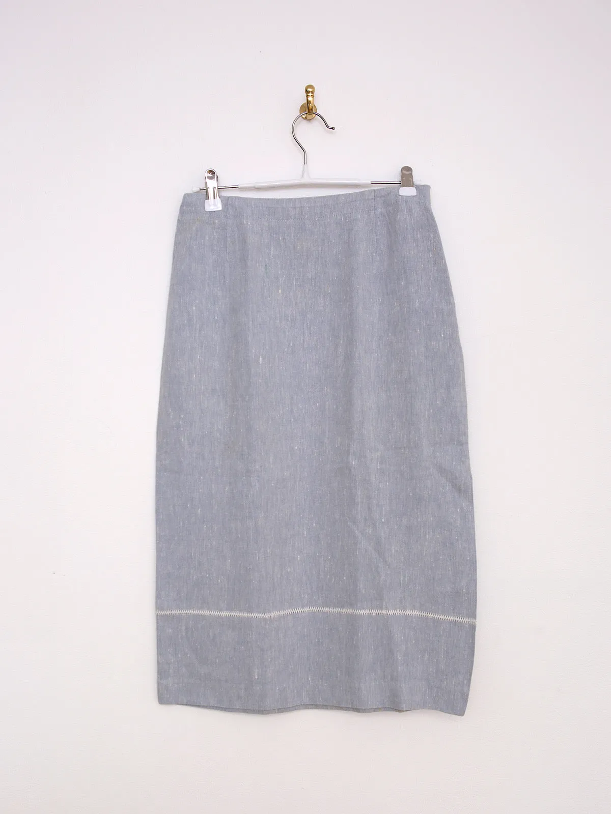 Vintage long linen skirt pastel blue by Cacharel