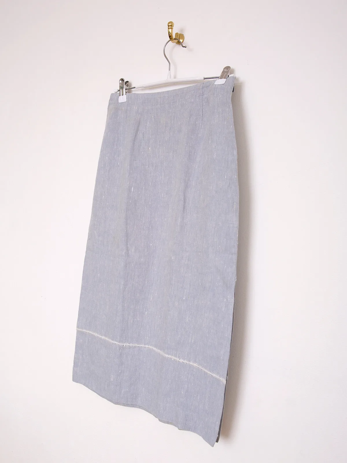 Vintage long linen skirt pastel blue by Cacharel